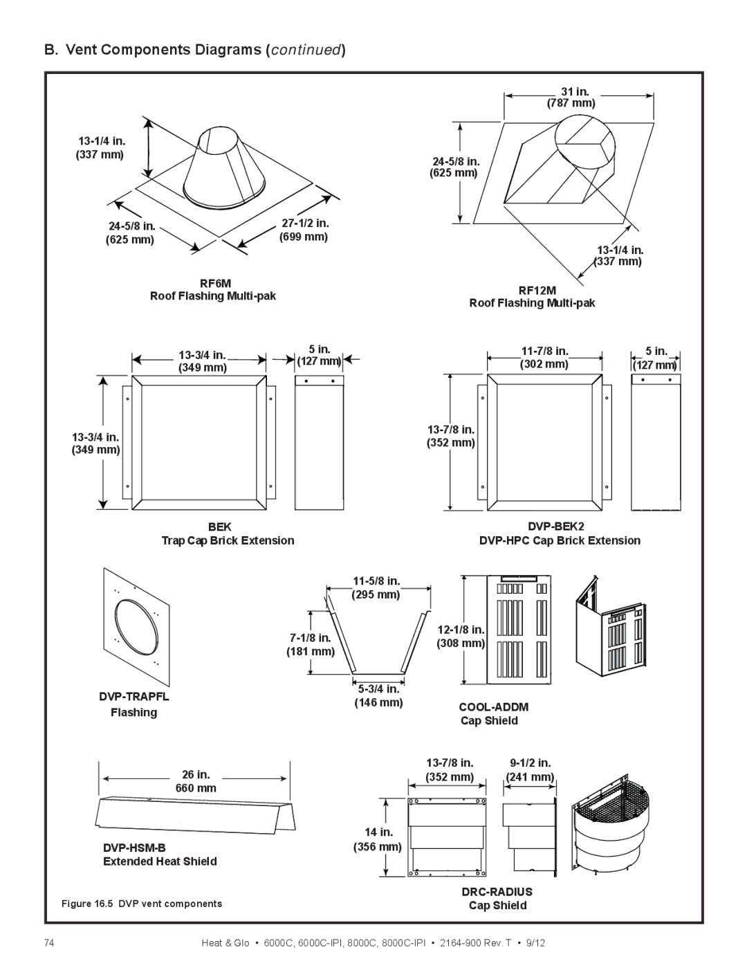 Heat & Glo LifeStyle 6000C manual RF6M RF12M, BEK DVP-BEK2, Dvp-Trapfl, Cool-Addm, Dvp-Hsm-B, Drc-Radius 