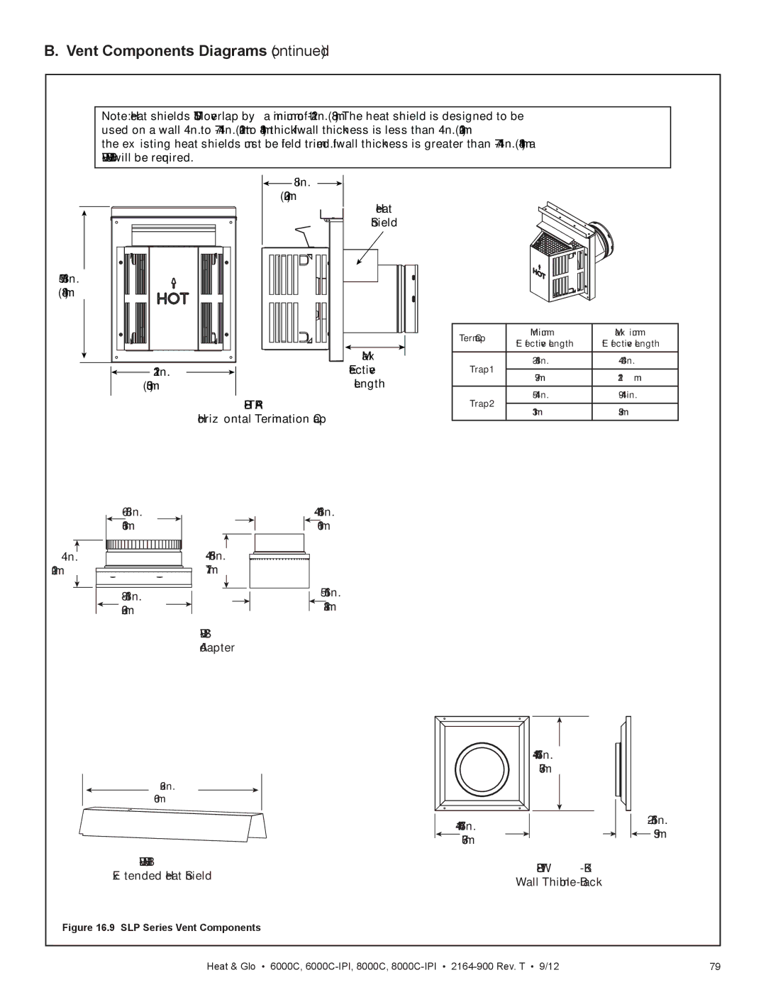 Heat & Glo LifeStyle 6000C manual Slp-Trap, DVP-2SL, Slp-Wt-Bk 