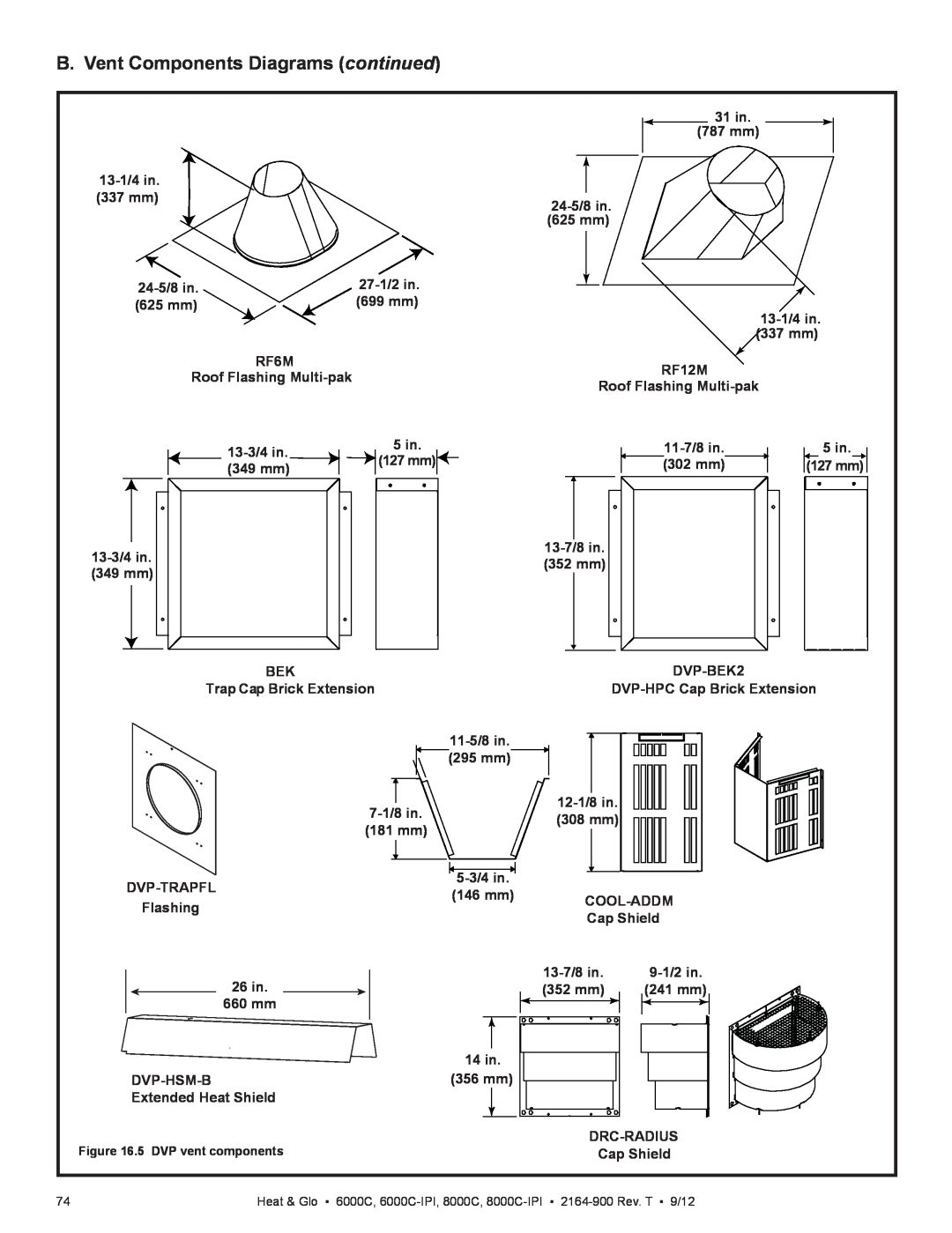 Heat & Glo LifeStyle 6000C manual B. Vent Components Diagrams continued, 31 in 
