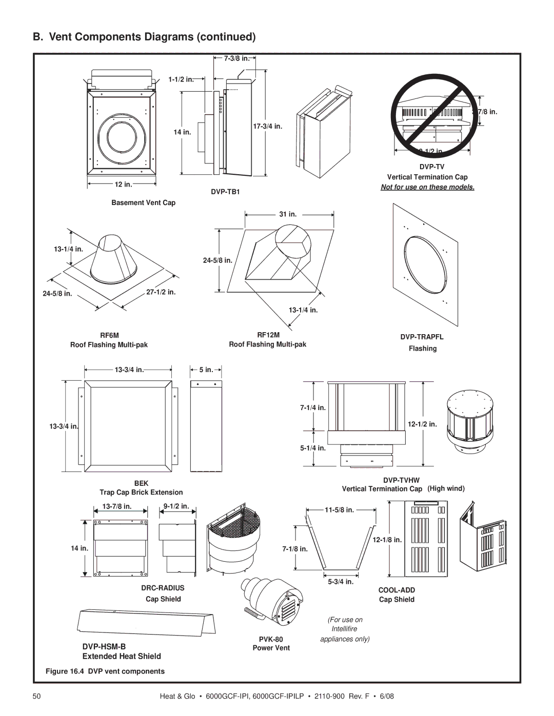 Heat & Glo LifeStyle 6000GCF-IPILP owner manual Extended Heat Shield, Not for use on these models 