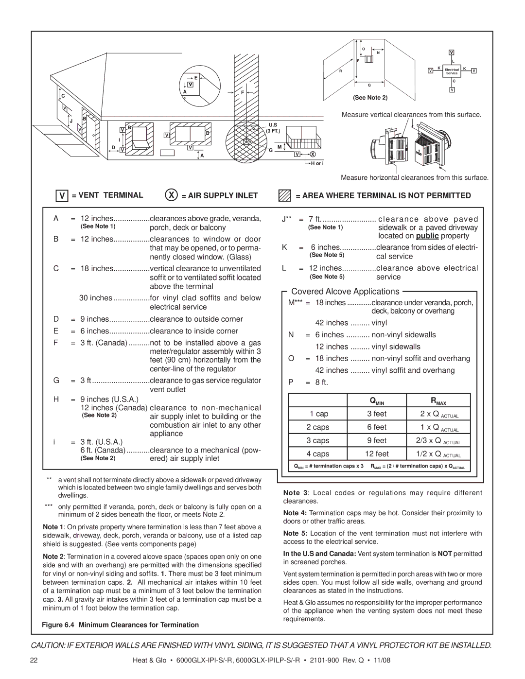 Heat & Glo LifeStyle 6000GLX-IPI-S/-R, 6000GLX-IPILP-S/-R owner manual Covered Alcove Applications 