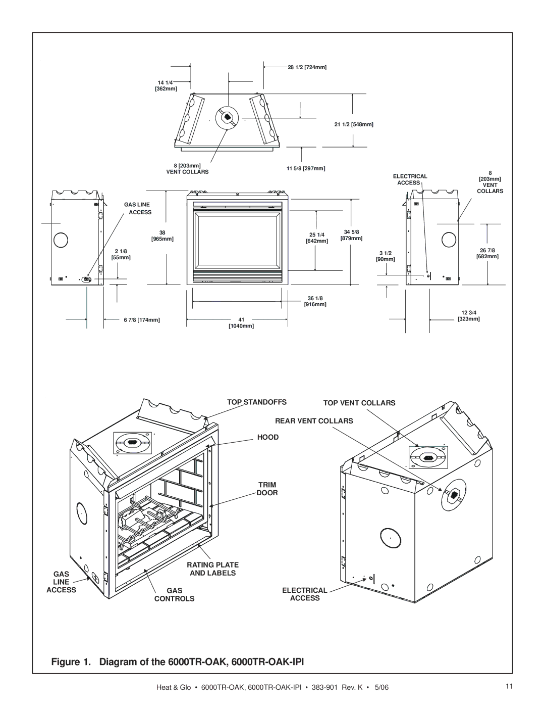 Heat & Glo LifeStyle owner manual Diagram of the 6000TR-OAK, 6000TR-OAK-IPI 