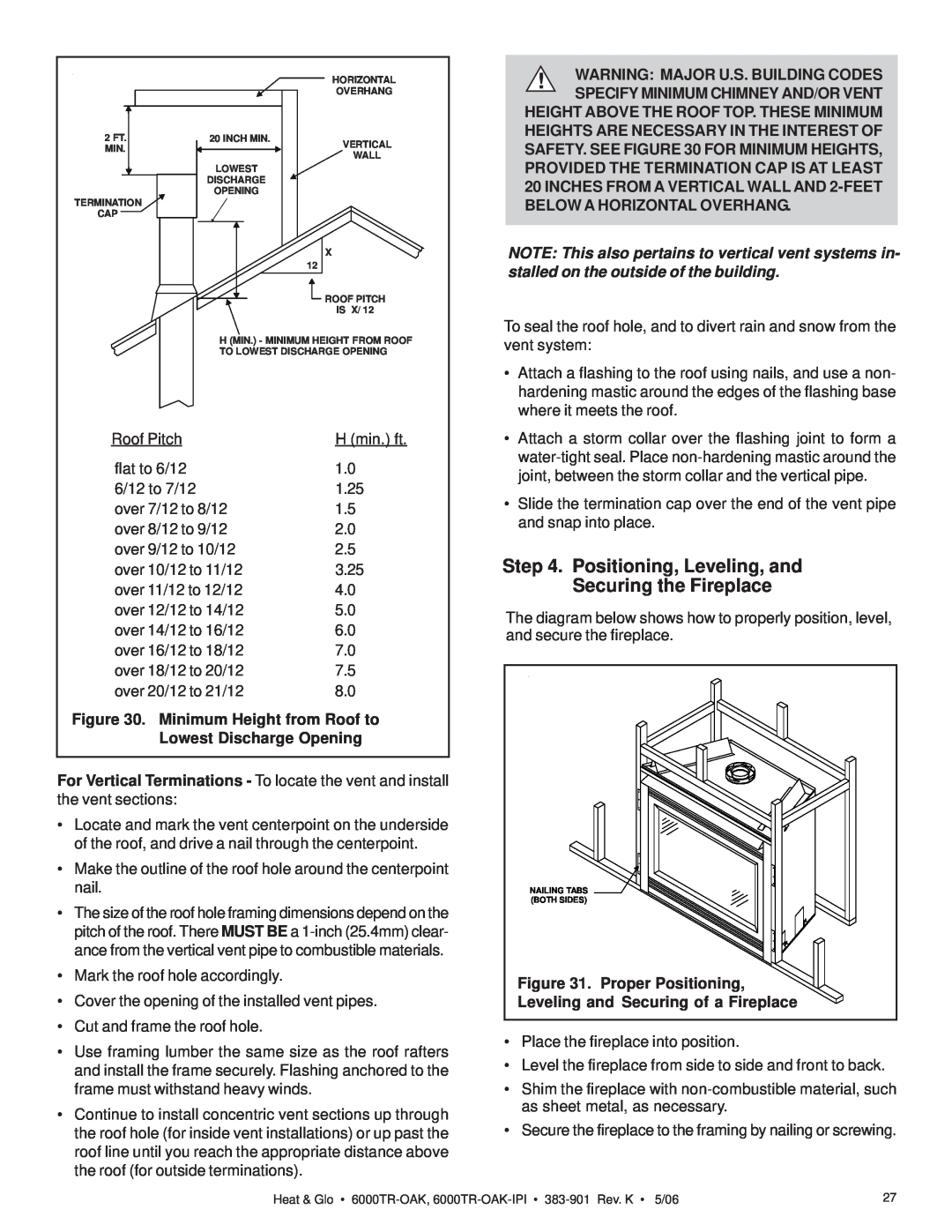 Heat & Glo LifeStyle 6000TR-OAK-IPI owner manual Proper Positioning 