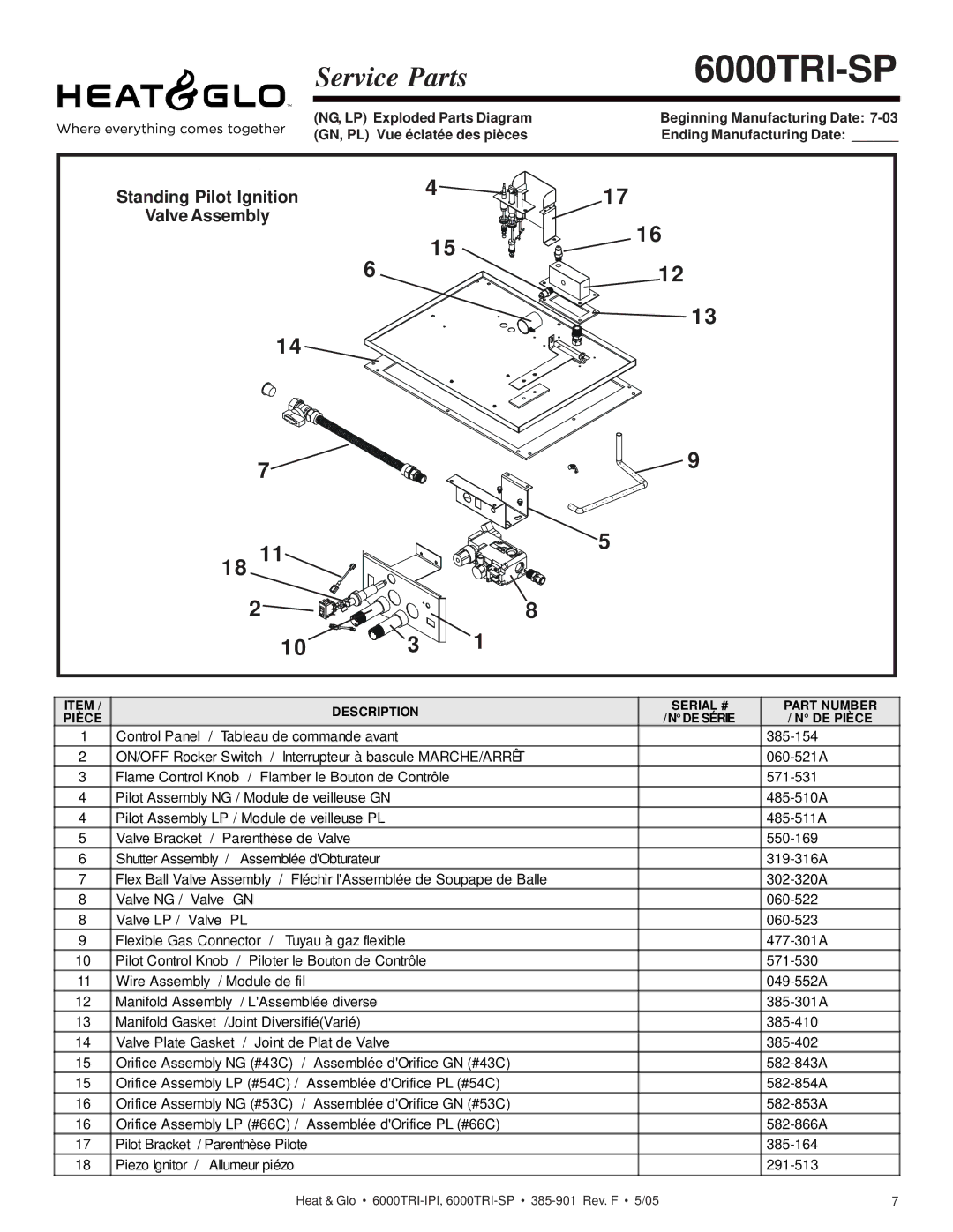 Heat & Glo LifeStyle 6000TRI-SP, 6000TRI-IPI manual Standing Pilot Ignition Valve Assembly 