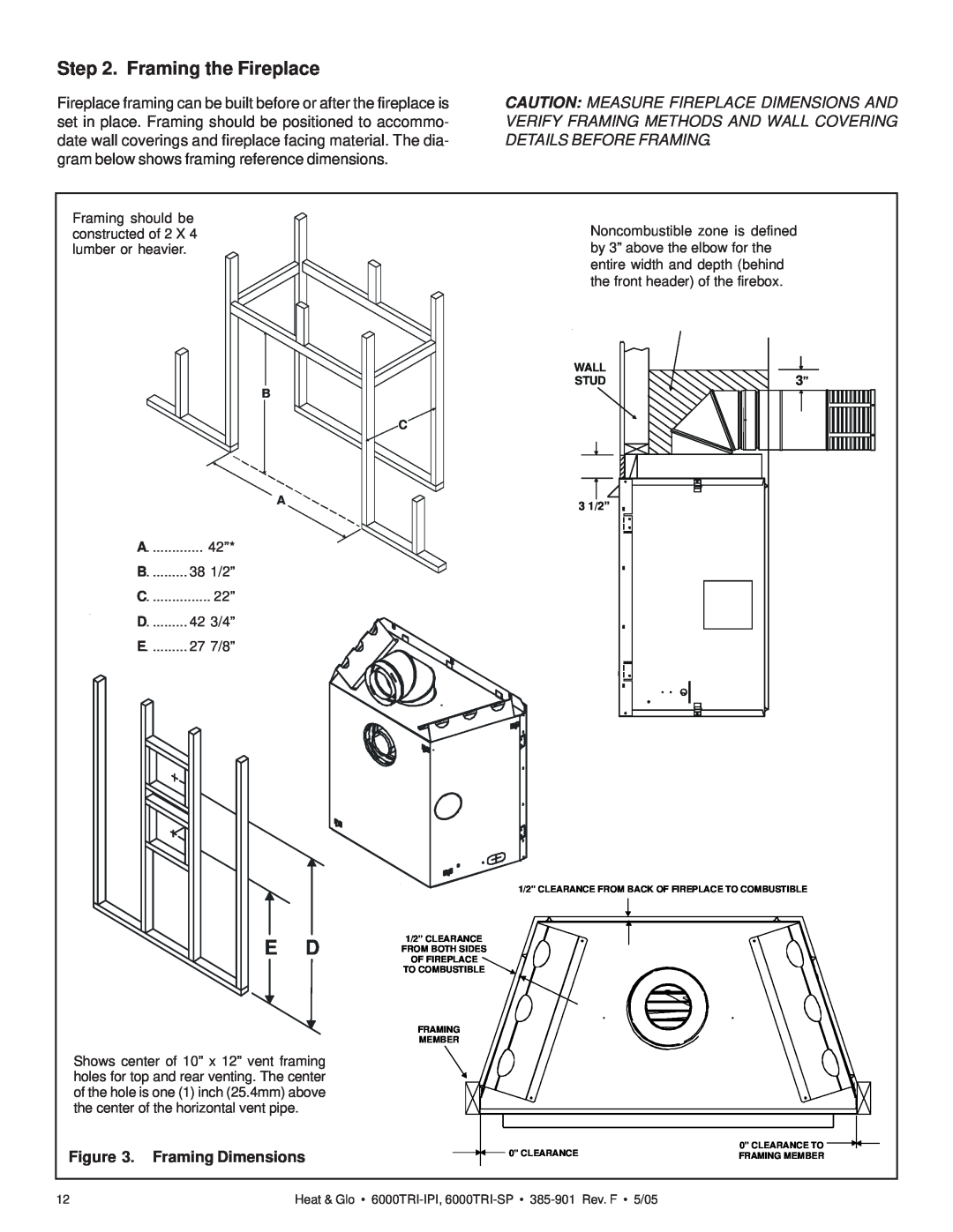 Heat & Glo LifeStyle 6000TRI-IPI, 6000TRI-SP manual Framing the Fireplace 