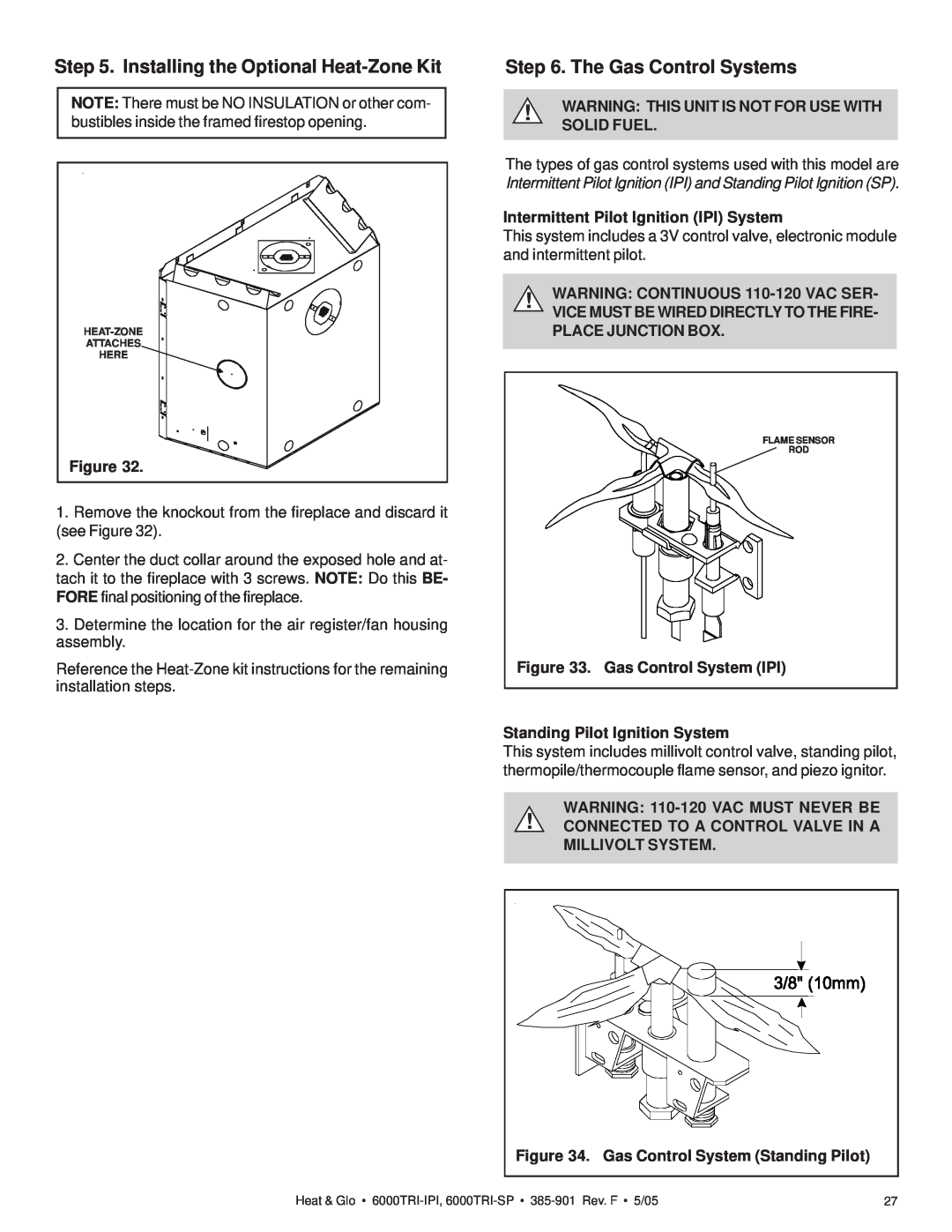 Heat & Glo LifeStyle 6000TRI-SP, 6000TRI-IPI manual Installing the Optional Heat-ZoneKit, The Gas Control Systems 