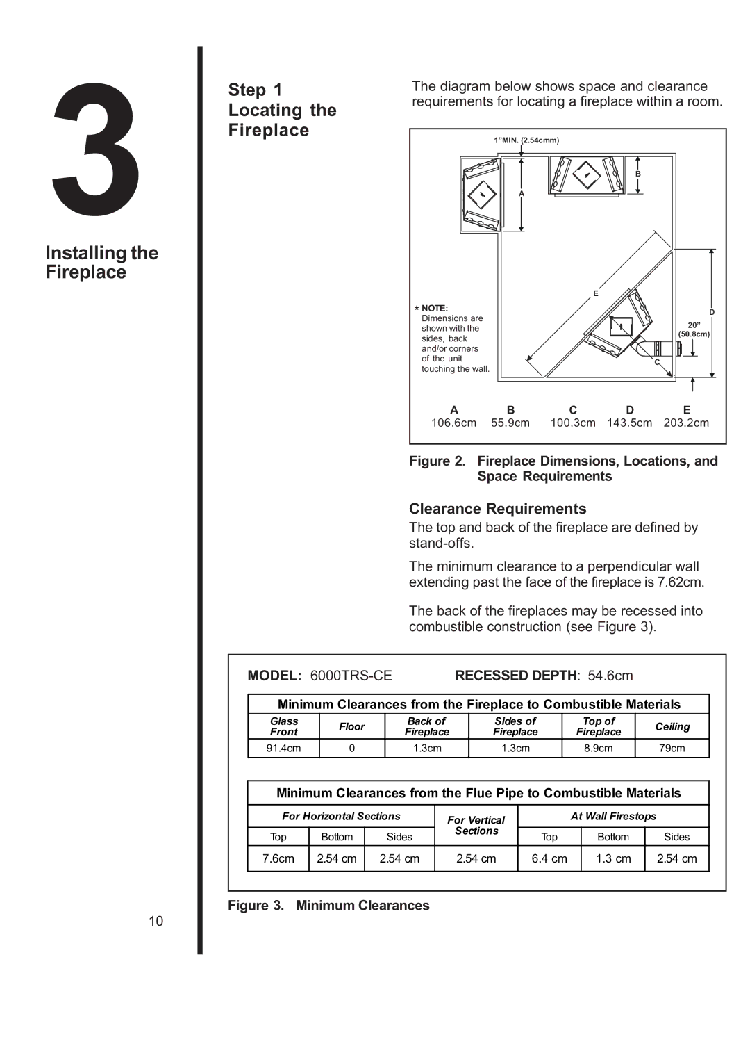 Heat & Glo LifeStyle 6000TRS-CD manual Installing the Fireplace, Clearance Requirements 