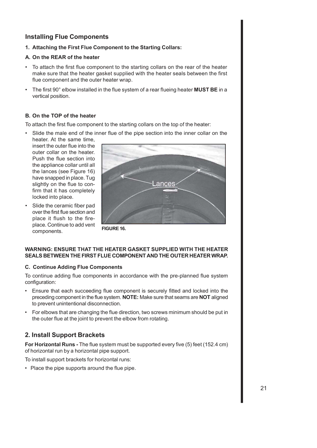 Heat & Glo LifeStyle 6000TRS-CD manual Install Support Brackets, On the TOP of the heater 