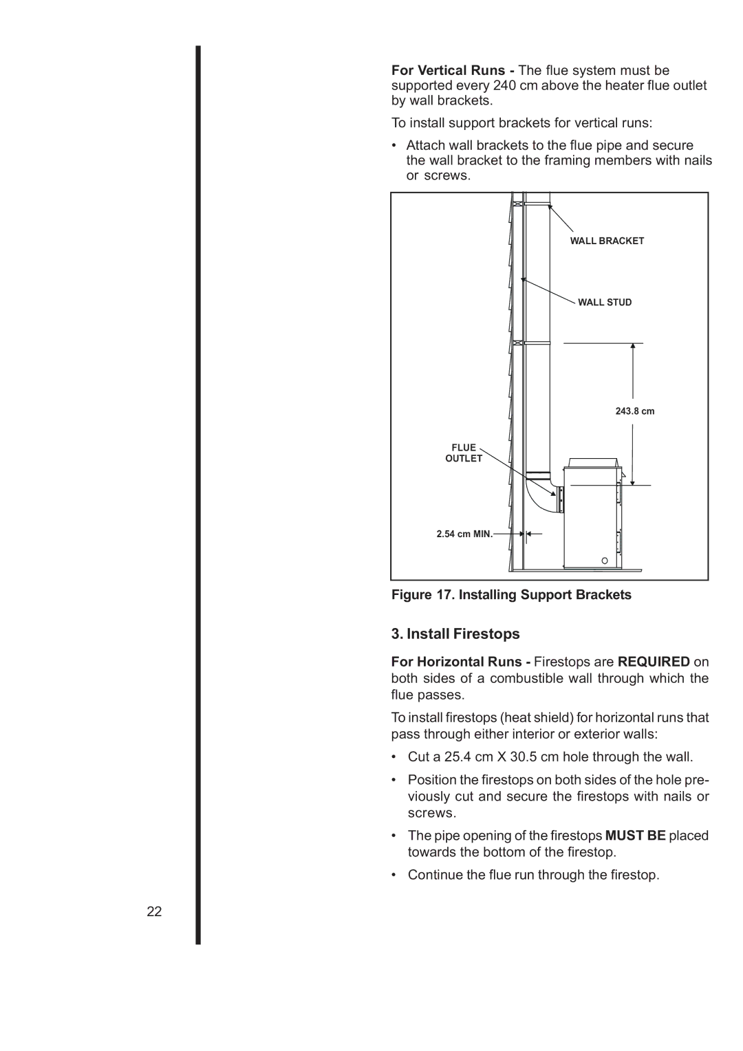 Heat & Glo LifeStyle 6000TRS-CD manual Install Firestops, Installing Support Brackets 