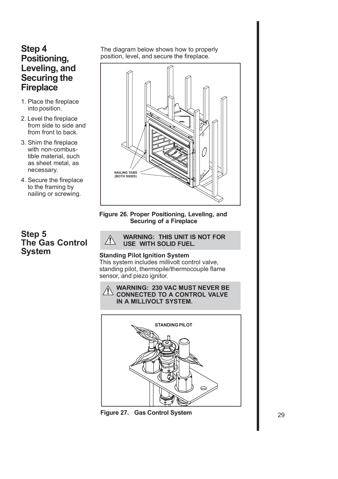 Heat & Glo LifeStyle 6000TRS-CD manual Step Gas Control System, Securing of a Fireplace Standing Pilot Ignition System 