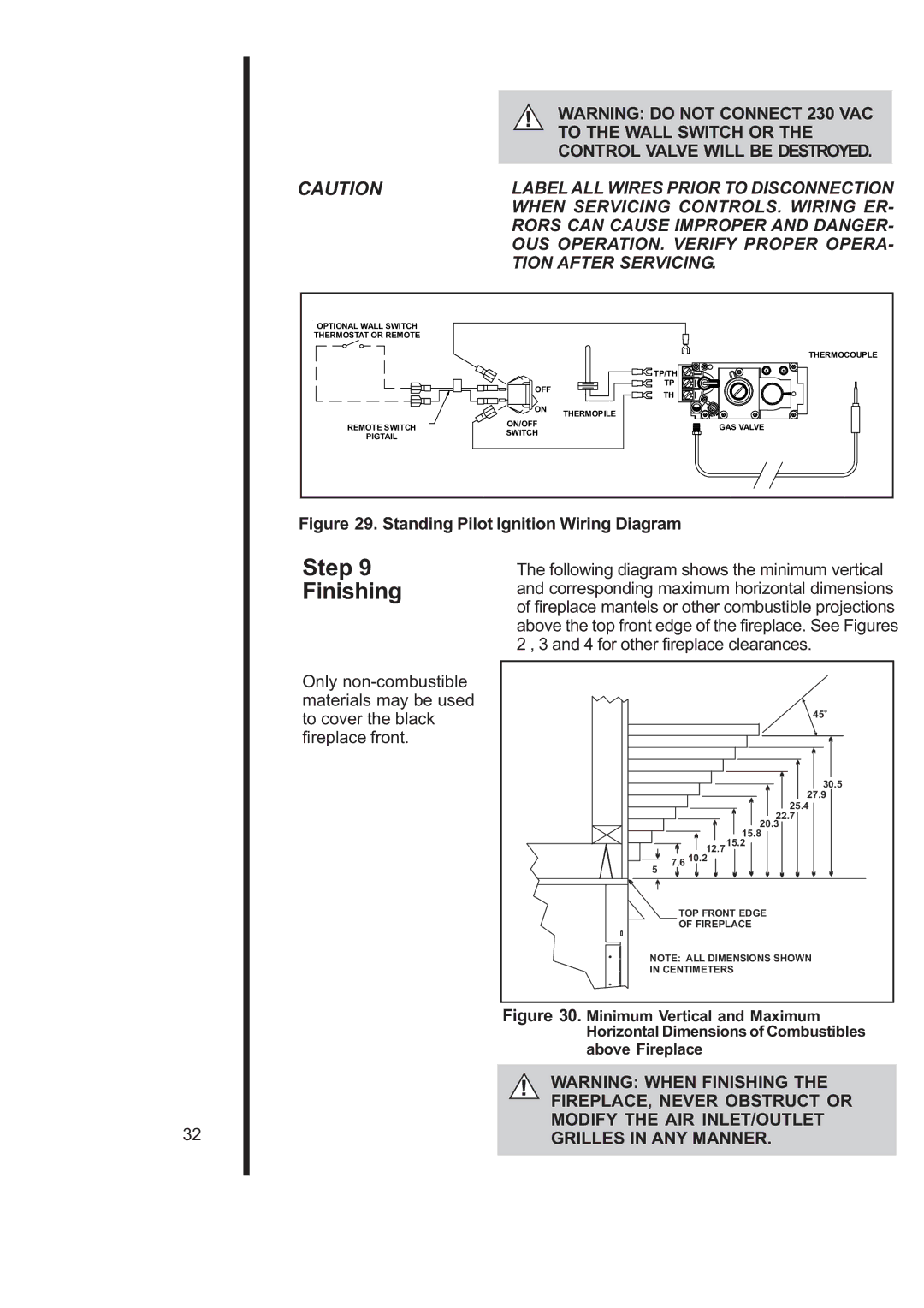 Heat & Glo LifeStyle 6000TRS-CD manual Step Finishing, Standing Pilot Ignition Wiring Diagram 