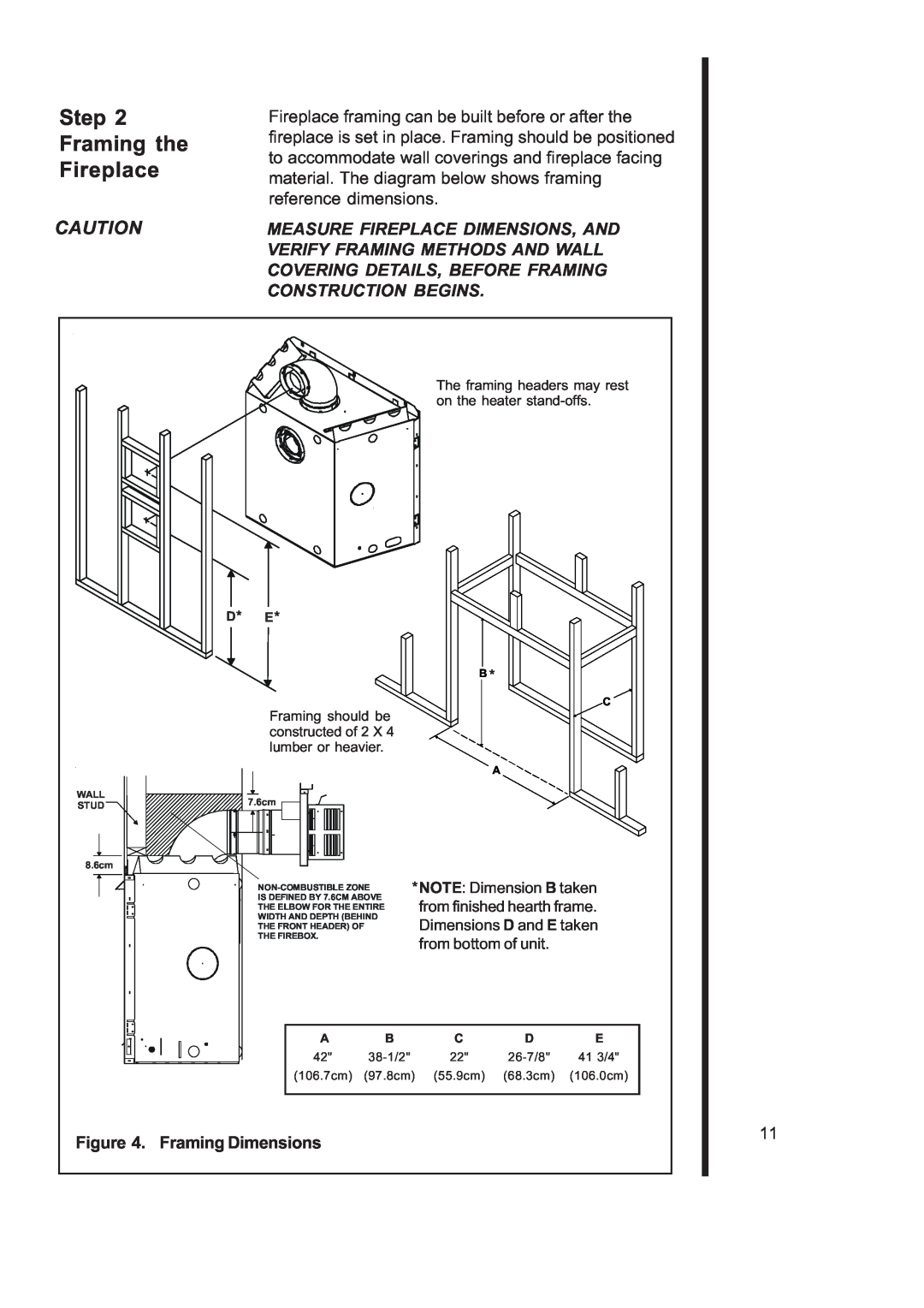 Heat & Glo LifeStyle 6000TRS-CD Step, Framing the, Measure Fireplace Dimensions, And, Verify Framing Methods And Wall 