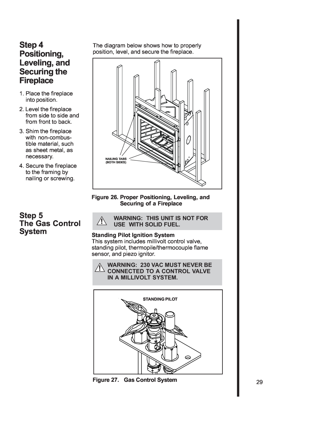 Heat & Glo LifeStyle 6000TRS-CD manual Step Positioning Leveling, and Securing the Fireplace, Step The Gas Control System 