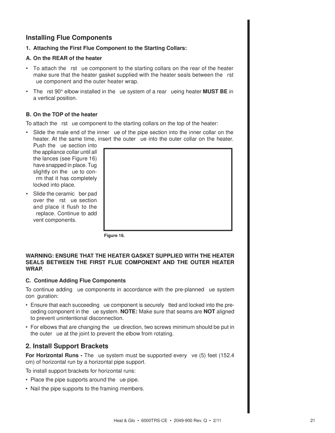 Heat & Glo LifeStyle 6000TRS-CE manual Install Support Brackets, On the TOP of the heater 