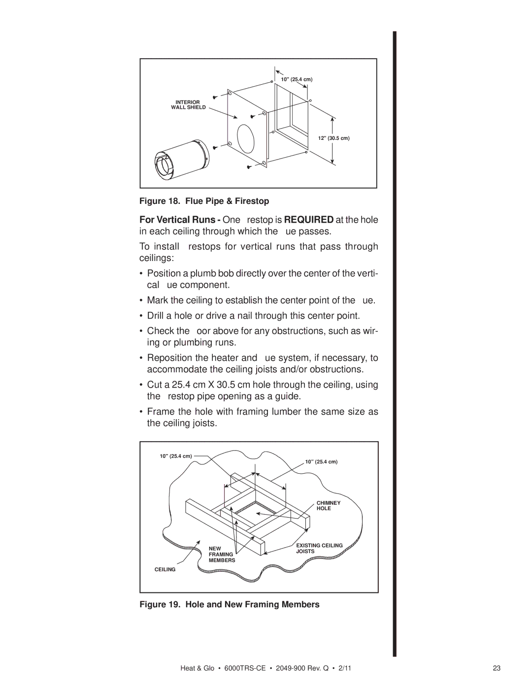 Heat & Glo LifeStyle 6000TRS-CE manual Flue Pipe & Firestop 