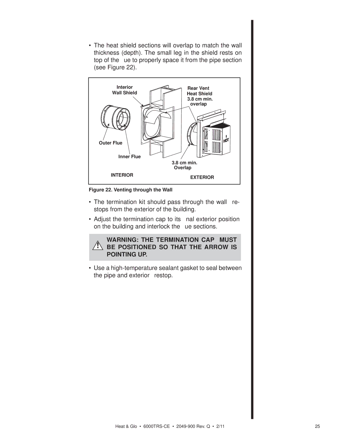 Heat & Glo LifeStyle 6000TRS-CE manual Be Positioned SO That the Arrow is Pointing UP 