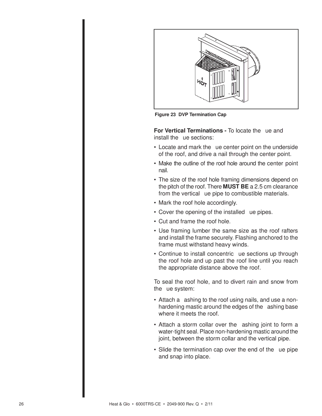 Heat & Glo LifeStyle 6000TRS-CE manual DVP Termination Cap 