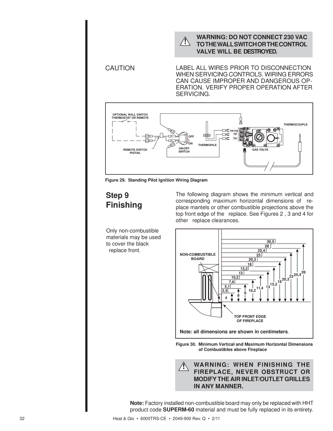 Heat & Glo LifeStyle 6000TRS-CE manual Finishing 