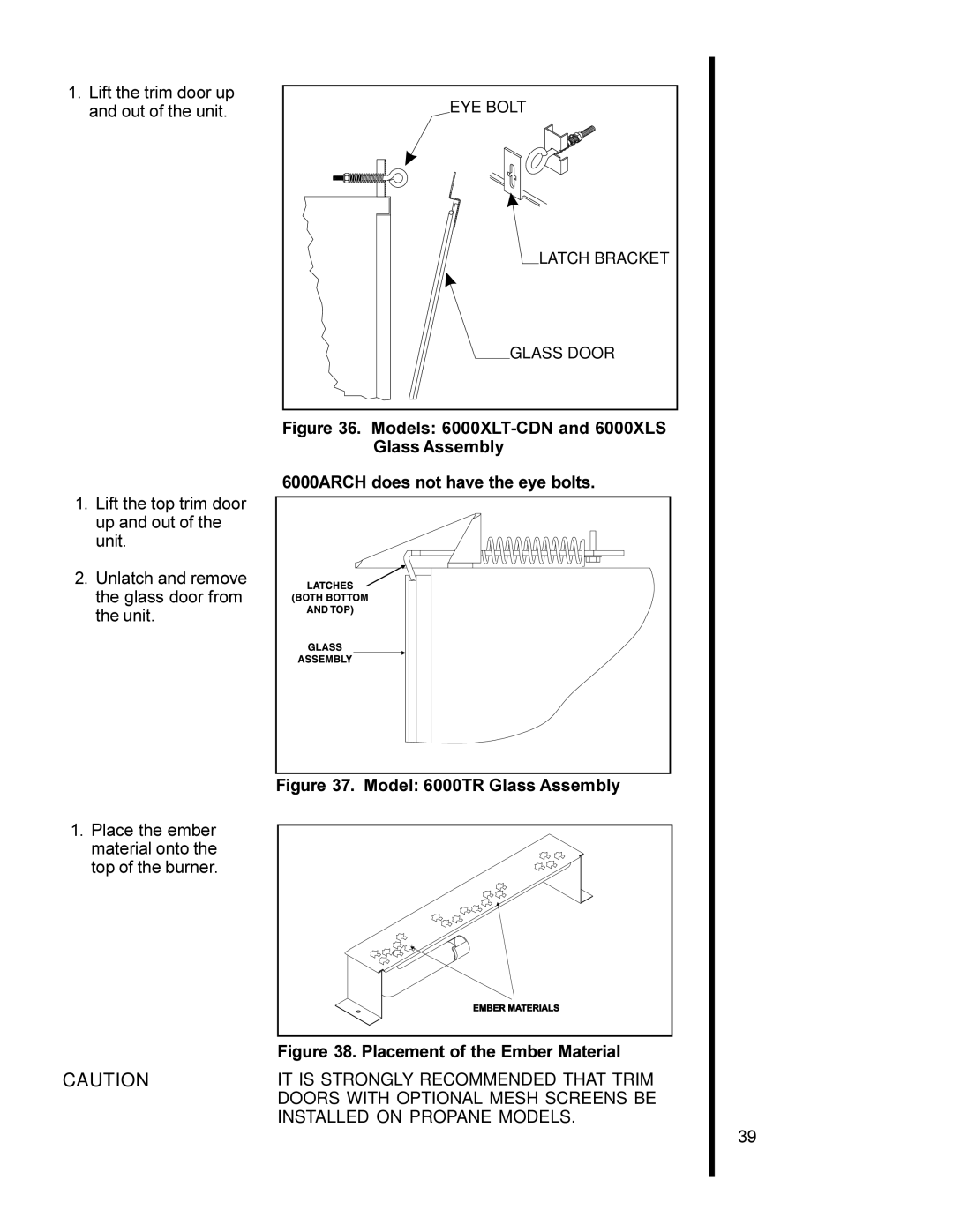 Heat & Glo LifeStyle 6000ARCH, 6000XLT-CDN, 6000XLS manual Model 6000TR Glass Assembly 