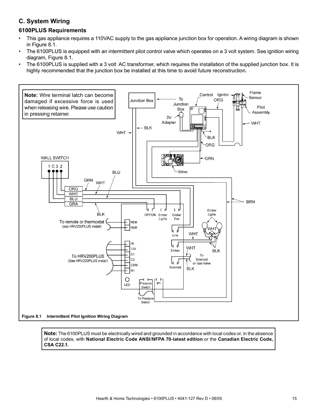 Heat & Glo LifeStyle owner manual System Wiring, 6100PLUS Requirements 