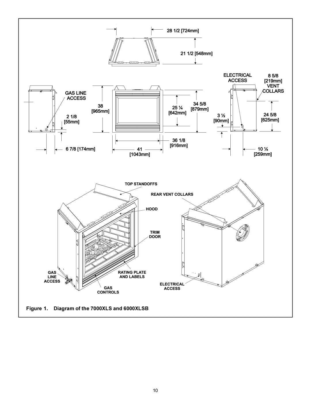 Heat & Glo LifeStyle manual Diagram of the 7000XLS and 6000XLSB 