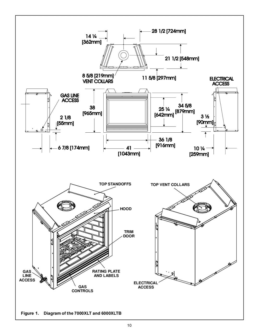 Heat & Glo LifeStyle manual Diagram of the 7000XLT and 6000XLTB 