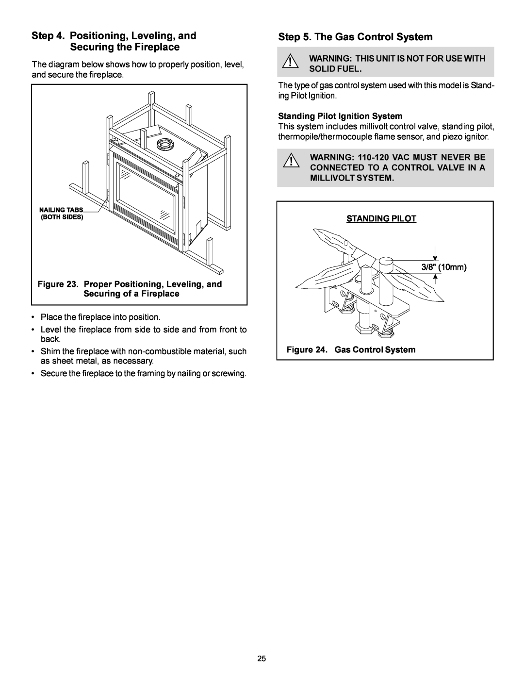 Heat & Glo LifeStyle 7000XLT manual The Gas Control System, Proper Positioning, Leveling, and, Securing of a Fireplace 