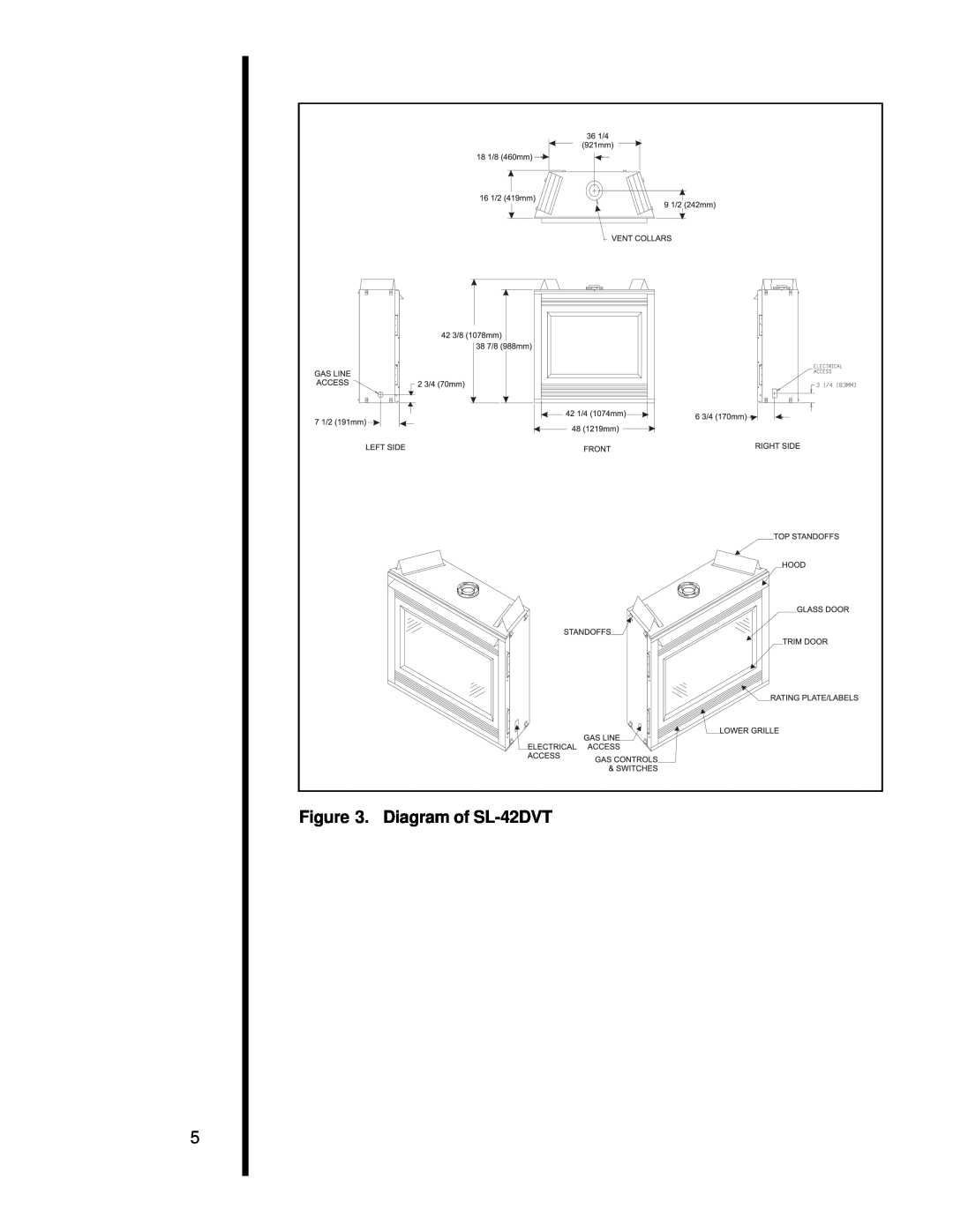 Heat & Glo LifeStyle 6000 XLT, 8000 DVTFL, SL-42 DVT, 6000 ARCH, 6000 DVTFL manual Diagram of SL-42DVT 