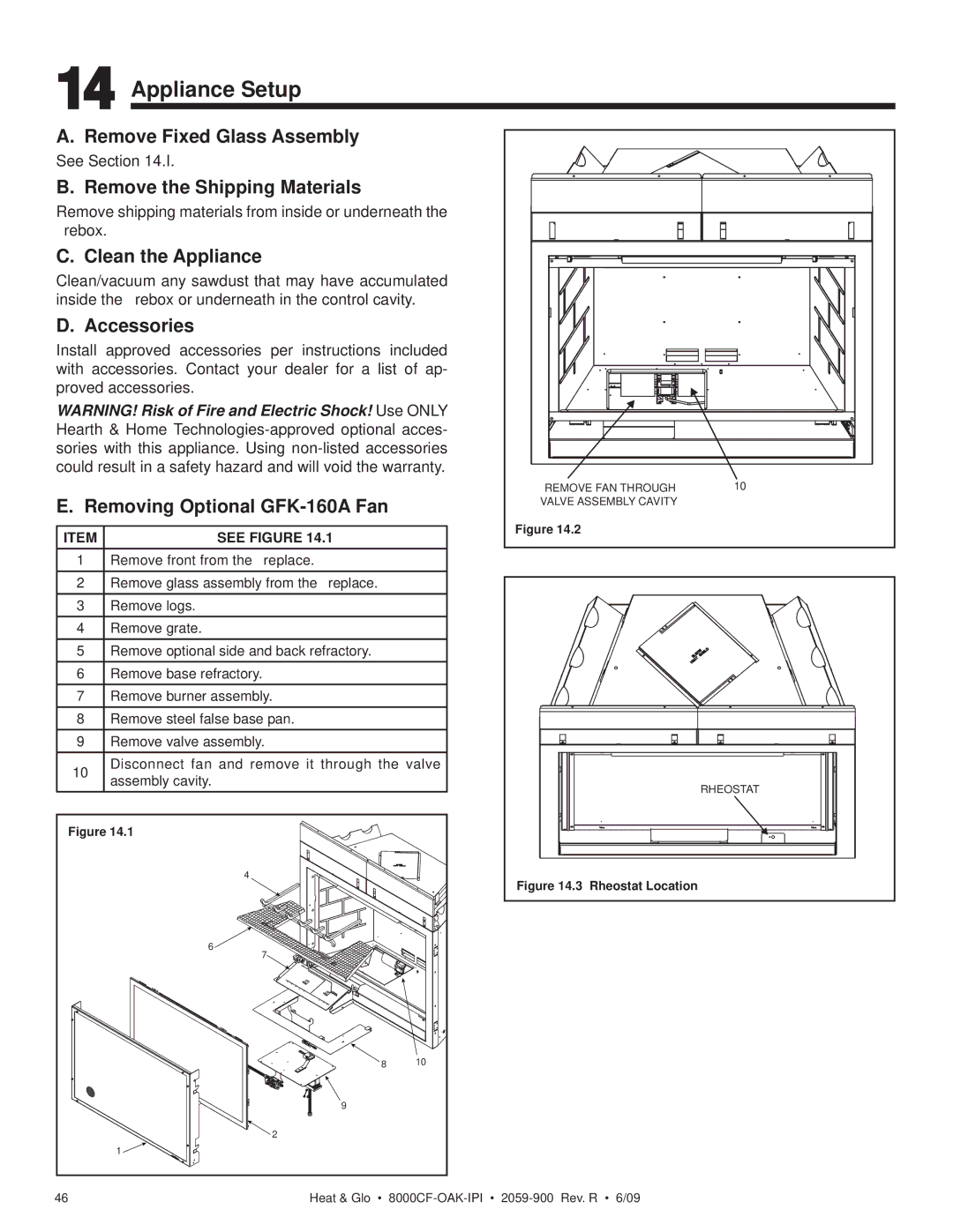 Heat & Glo LifeStyle 8000CFLP-OAKIPI, 8000CF-OAK-IPI owner manual Appliance Setup 