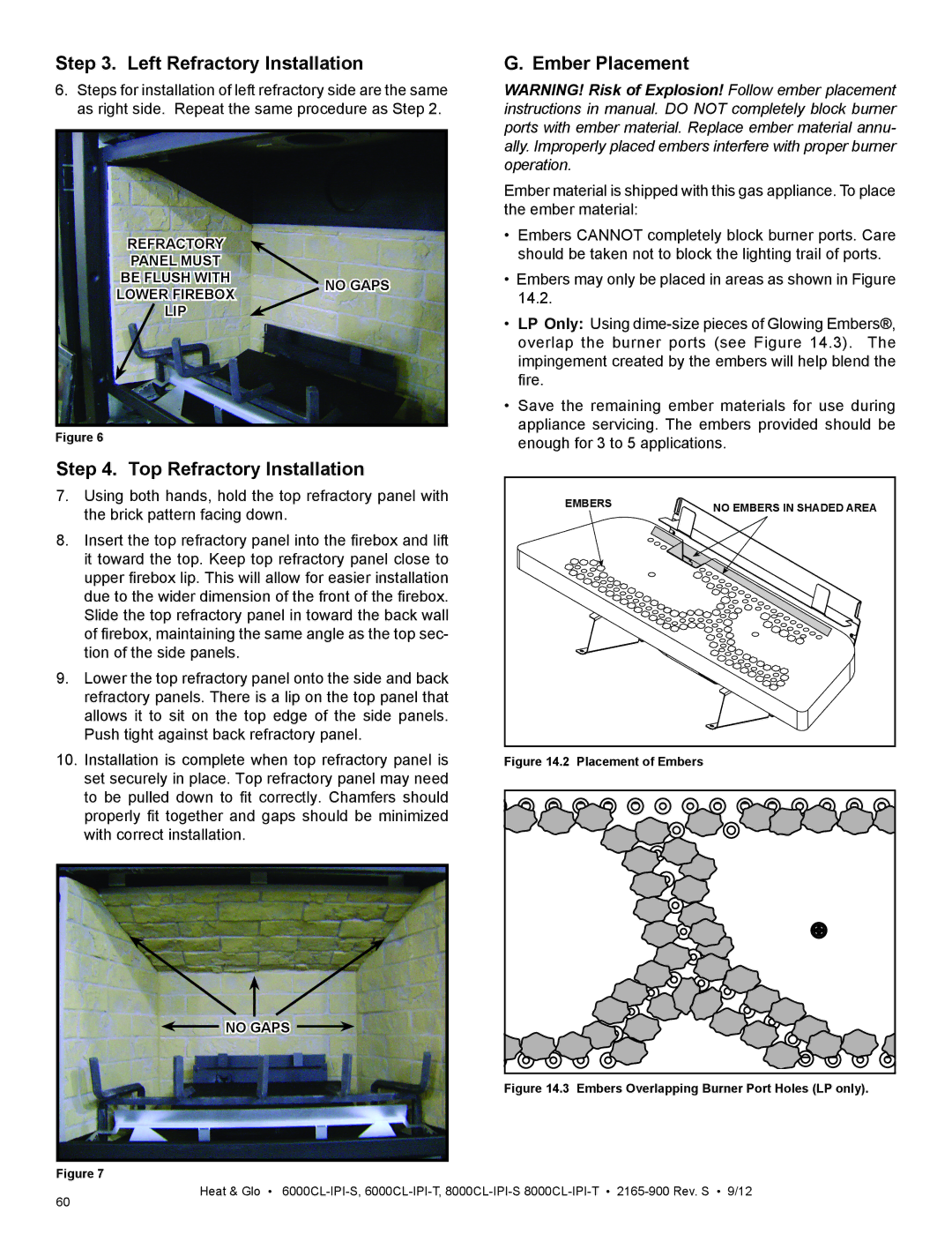 Heat & Glo LifeStyle 8000CL-IPI-S Left Refractory Installation, Ember Placement, Top Refractory Installation, No Gaps 