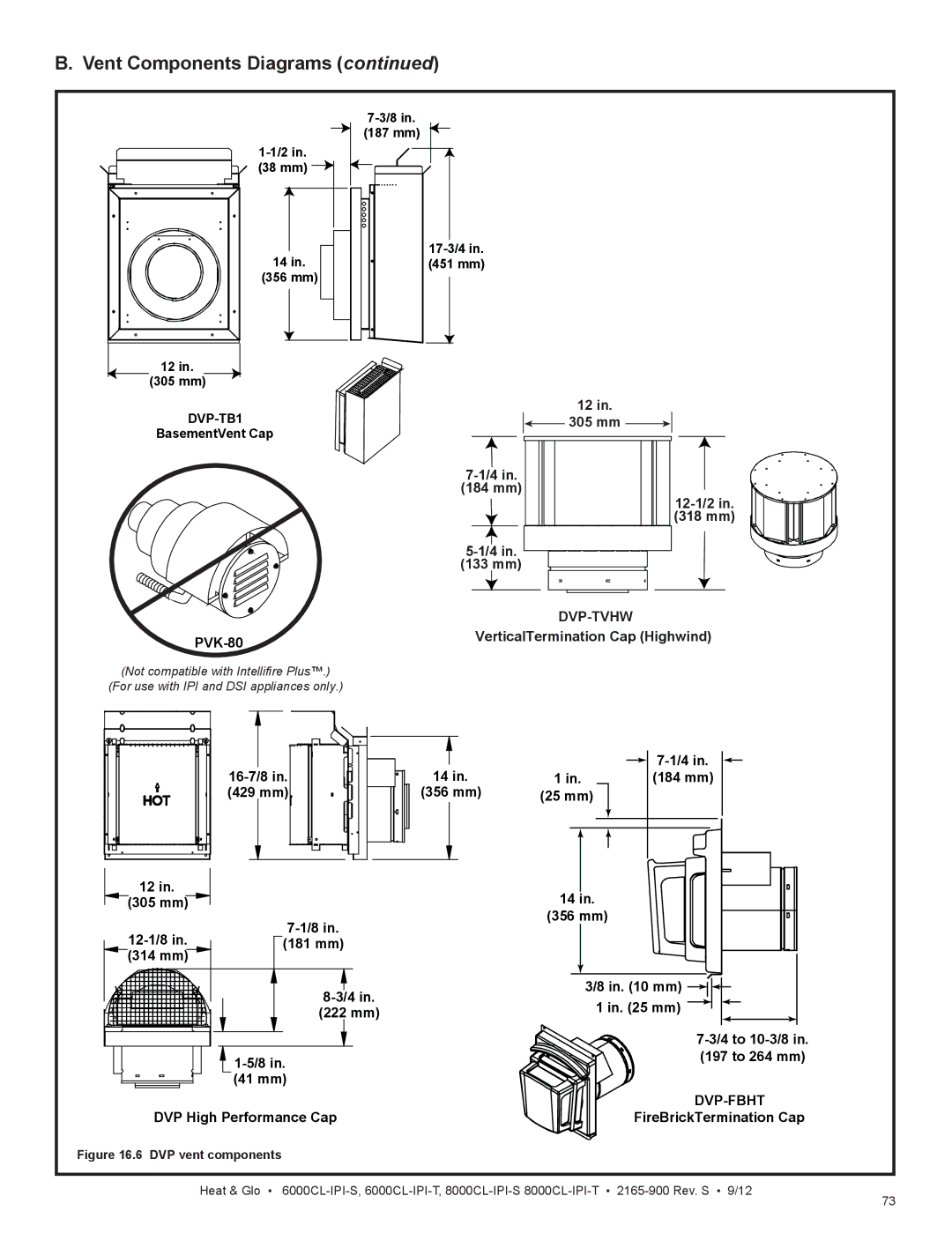 Heat & Glo LifeStyle 8000CL-IPI-T, 8000CL-IPI-S, 6000CL-IPI-S, 6000CL-IPI-T manual Dvp-Tvhw, Dvp-Fbht 