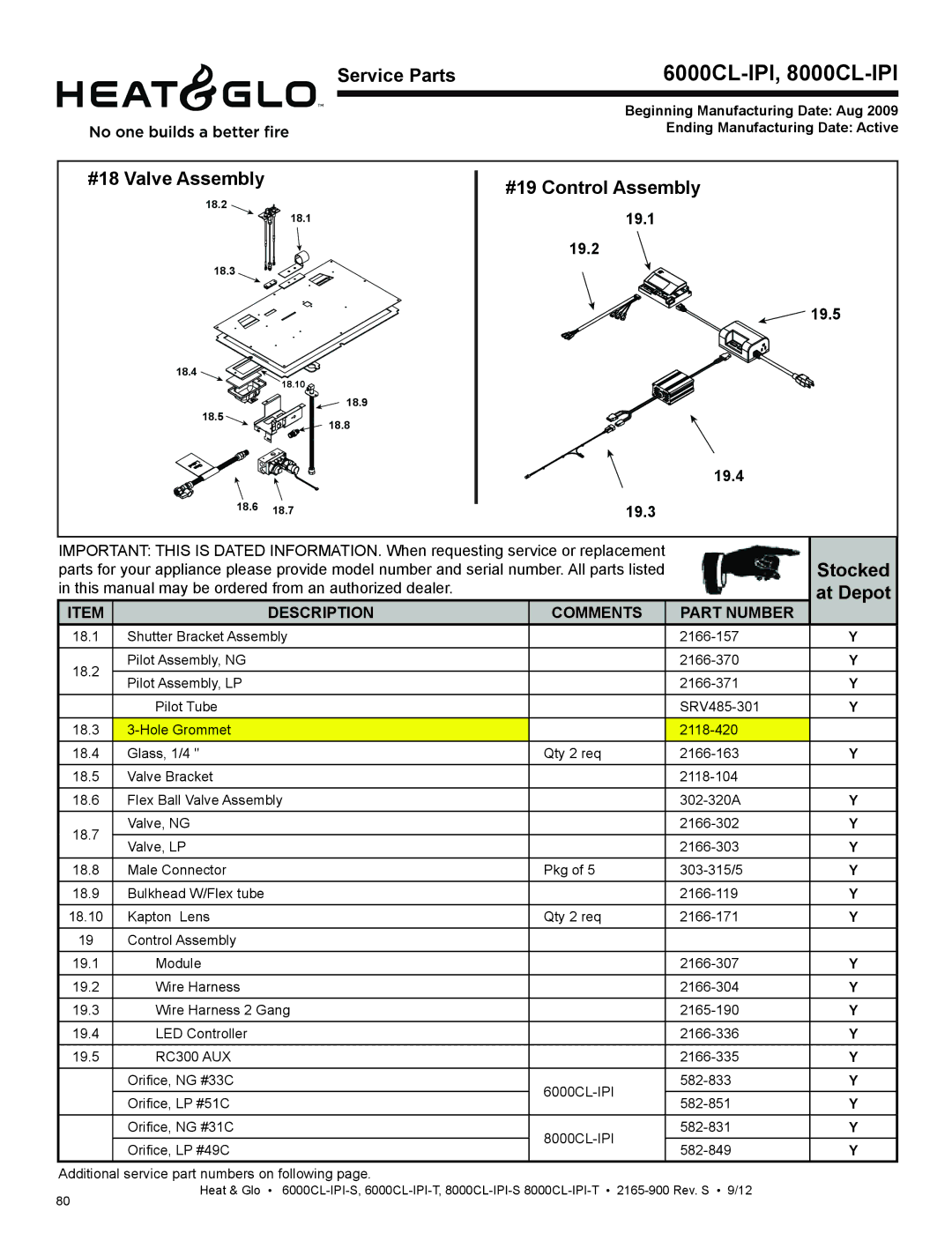 Heat & Glo LifeStyle 8000CL-IPI-S, 8000CL-IPI-T, 6000CL-IPI-S, 6000CL-IPI-T manual 6000CL-IPI, 8000CL-IPI 