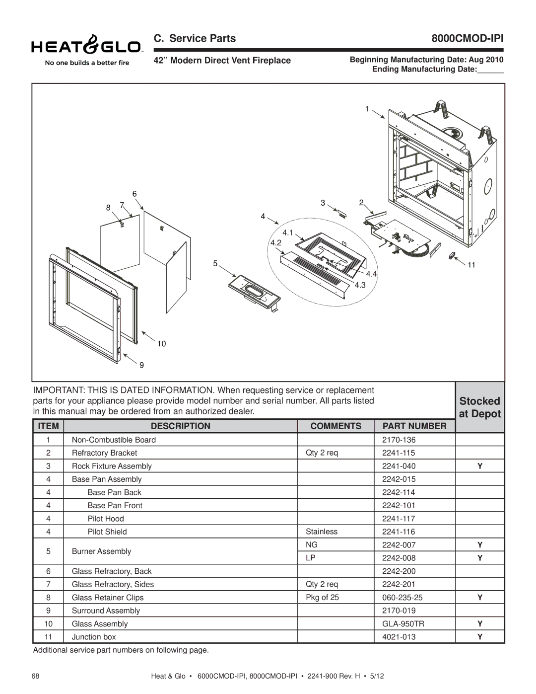 Heat & Glo LifeStyle 8000CMOD-IPI, 6000CMOD-IPI owner manual 