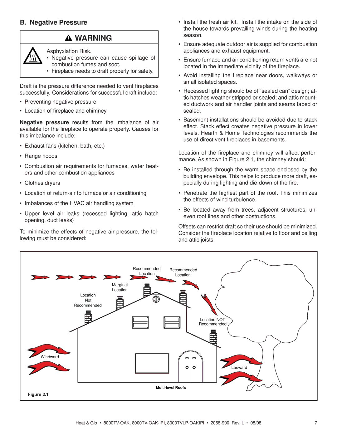 Heat & Glo LifeStyle 8000TV-OAK-IPI, 8000TVLP-OAKIPI owner manual Negative Pressure 