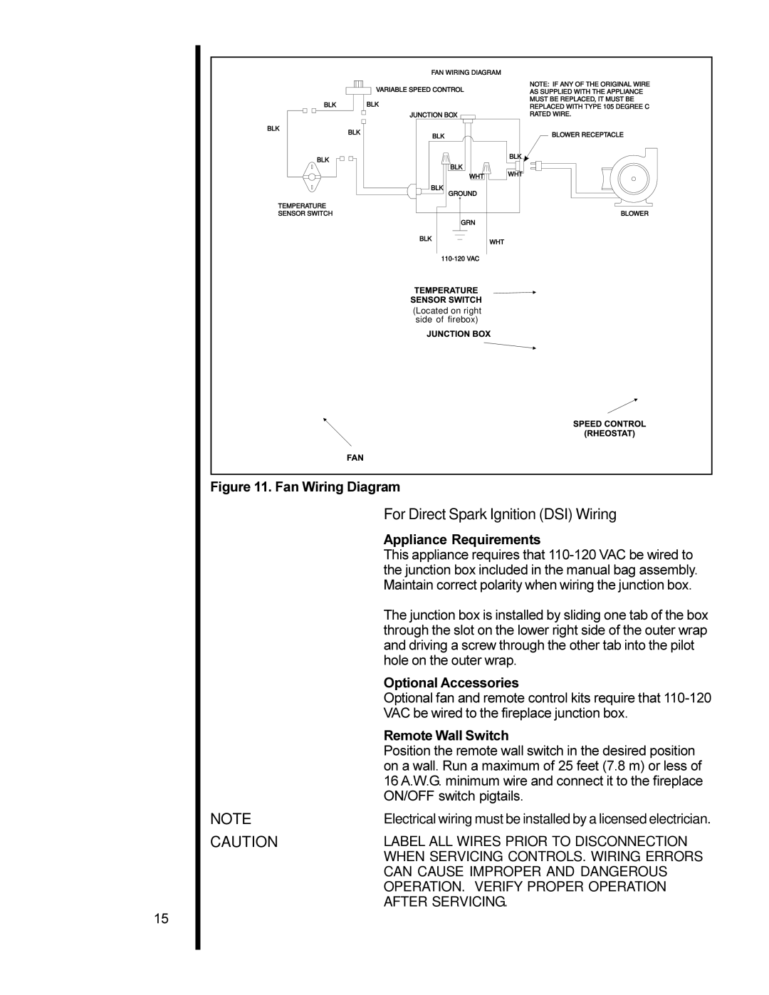 Heat & Glo LifeStyle 8000TVC manual For Direct Spark Ignition DSI Wiring, Fan Wiring Diagram 