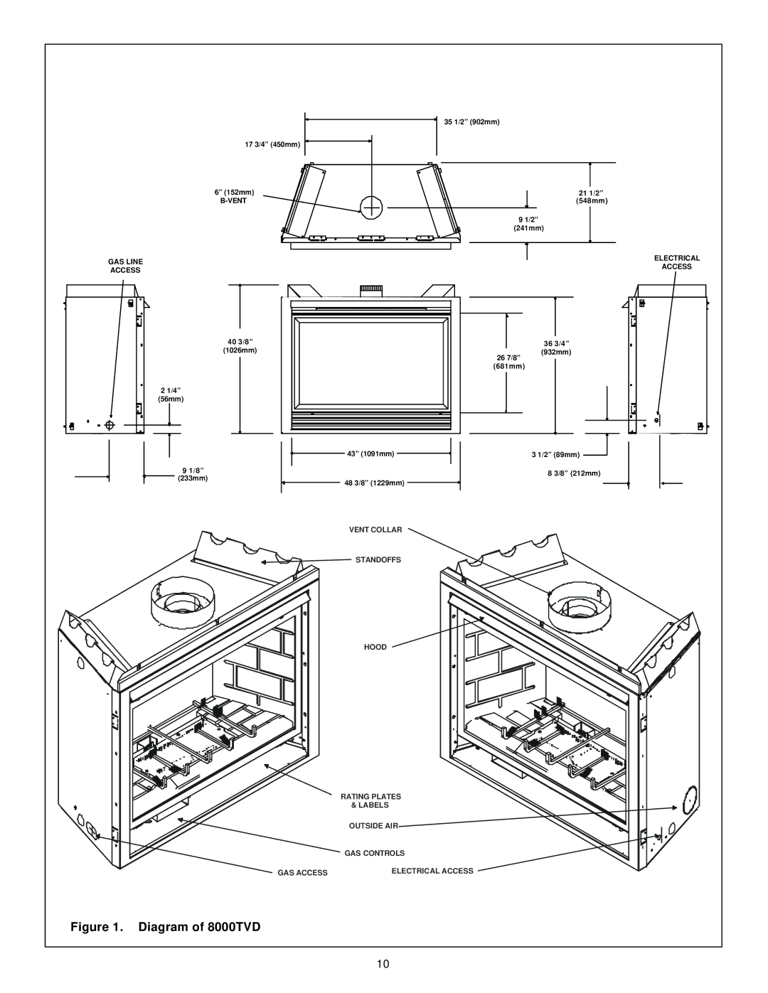 Heat & Glo LifeStyle manual Diagram of 8000TVD 