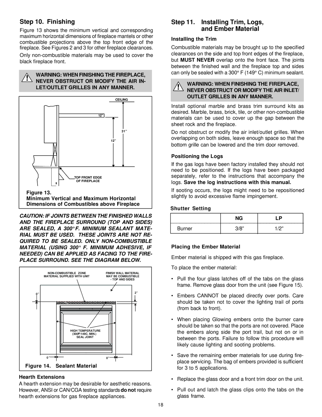 Heat & Glo LifeStyle 8000TVD manual Finishing, Installing Trim, Logs, and Ember Material 