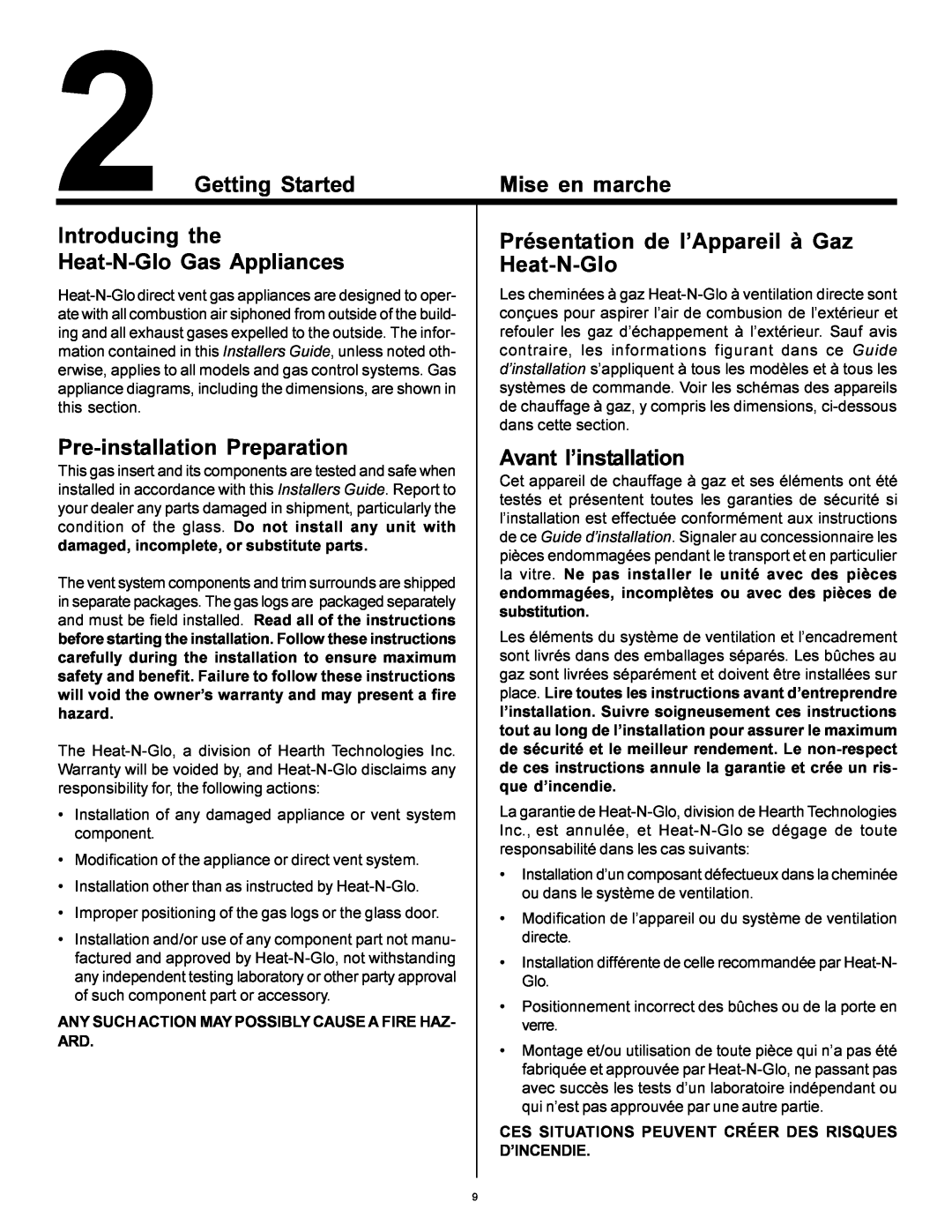 Heat & Glo LifeStyle AT-GRAND-D manual Getting Started, Mise en marche, Introducing the, Présentation de l’Appareil à Gaz 