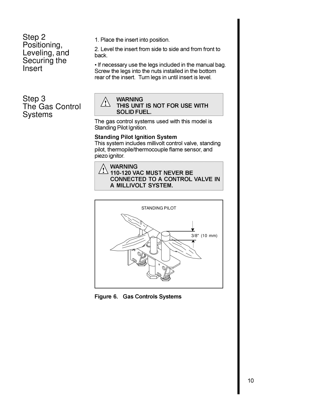 Heat & Glo LifeStyle AT-GRAND manual Standing Pilot Ignition System, Gas Controls Systems 