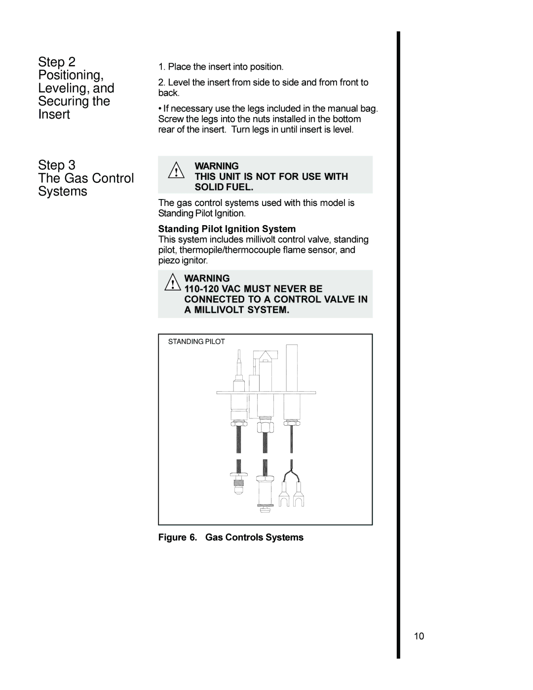 Heat & Glo LifeStyle AT-ZC manual Standing Pilot Ignition System, Gas Controls Systems 