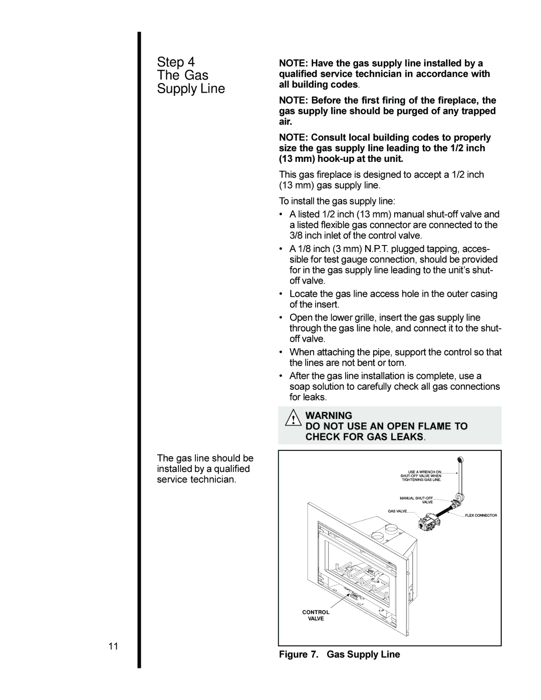 Heat & Glo LifeStyle AT-ZC manual Step Gas Supply Line 