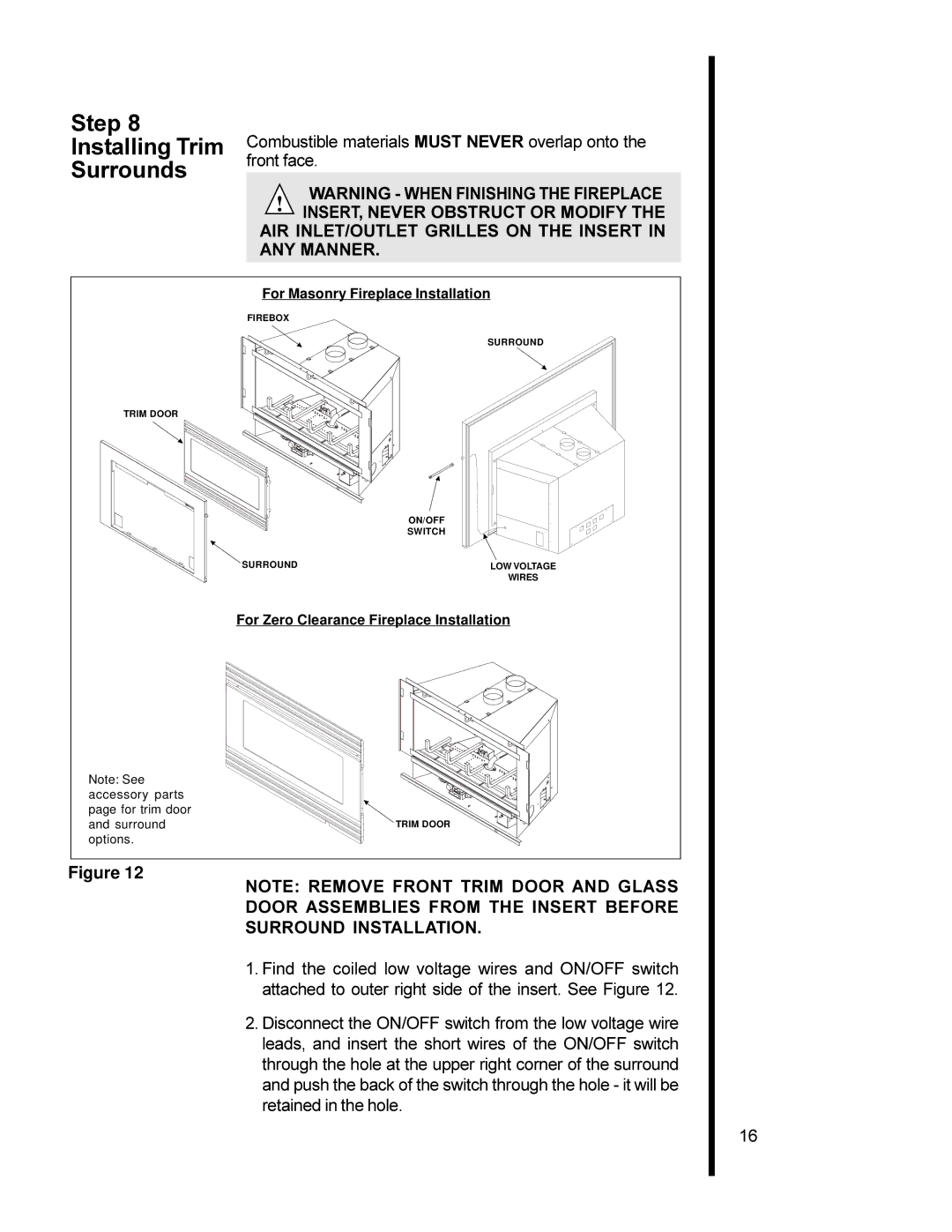 Heat & Glo LifeStyle AT-ZC manual Step Installing Trim Surrounds, ANY Manner 