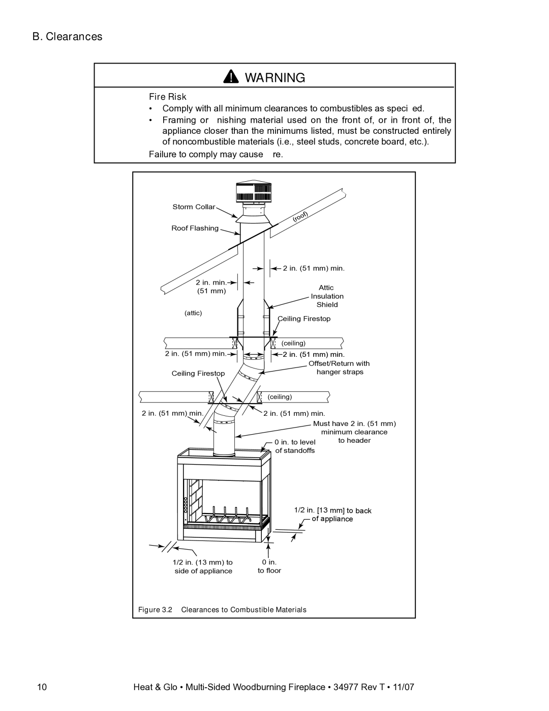 Heat & Glo LifeStyle BAY-40 owner manual Clearances to Combustible Materials 