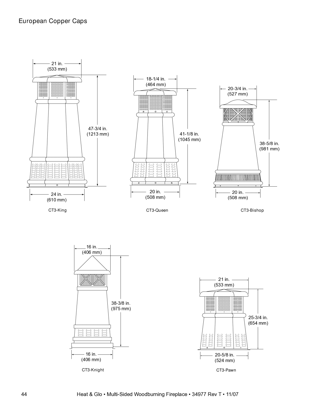 Heat & Glo LifeStyle BAY-40 owner manual European Copper Caps 