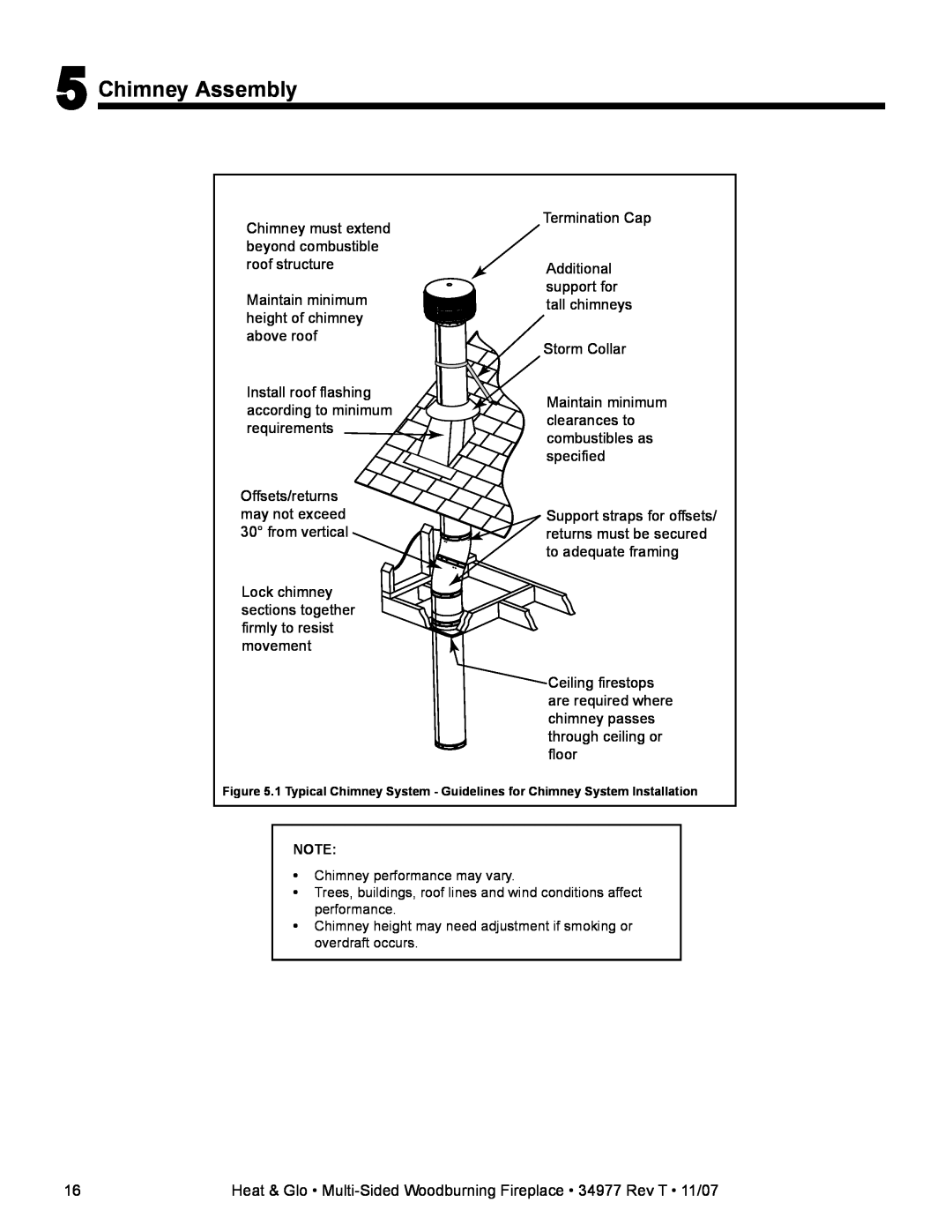 Heat & Glo LifeStyle BAY-40 owner manual Chimney Assembly 