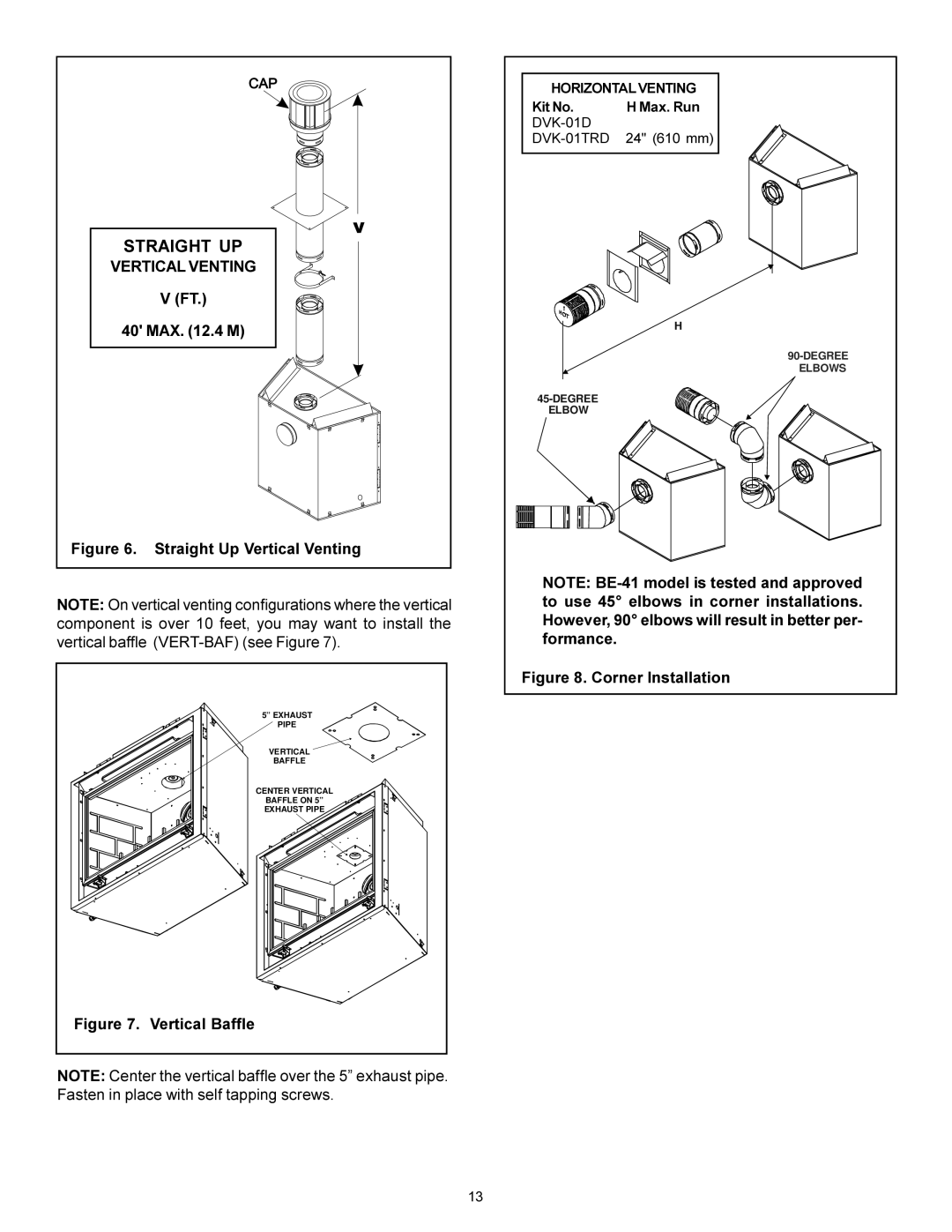 Heat & Glo LifeStyle BE-41 manual MAX .4 M, Straight Up Vertical Venting 