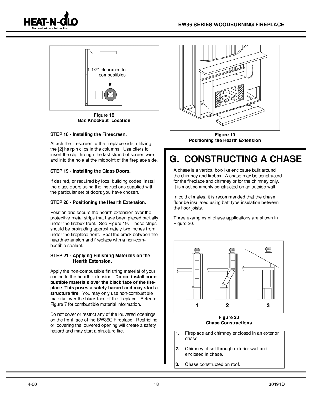 Heat & Glo LifeStyle BW36 operating instructions Constructing a Chase 