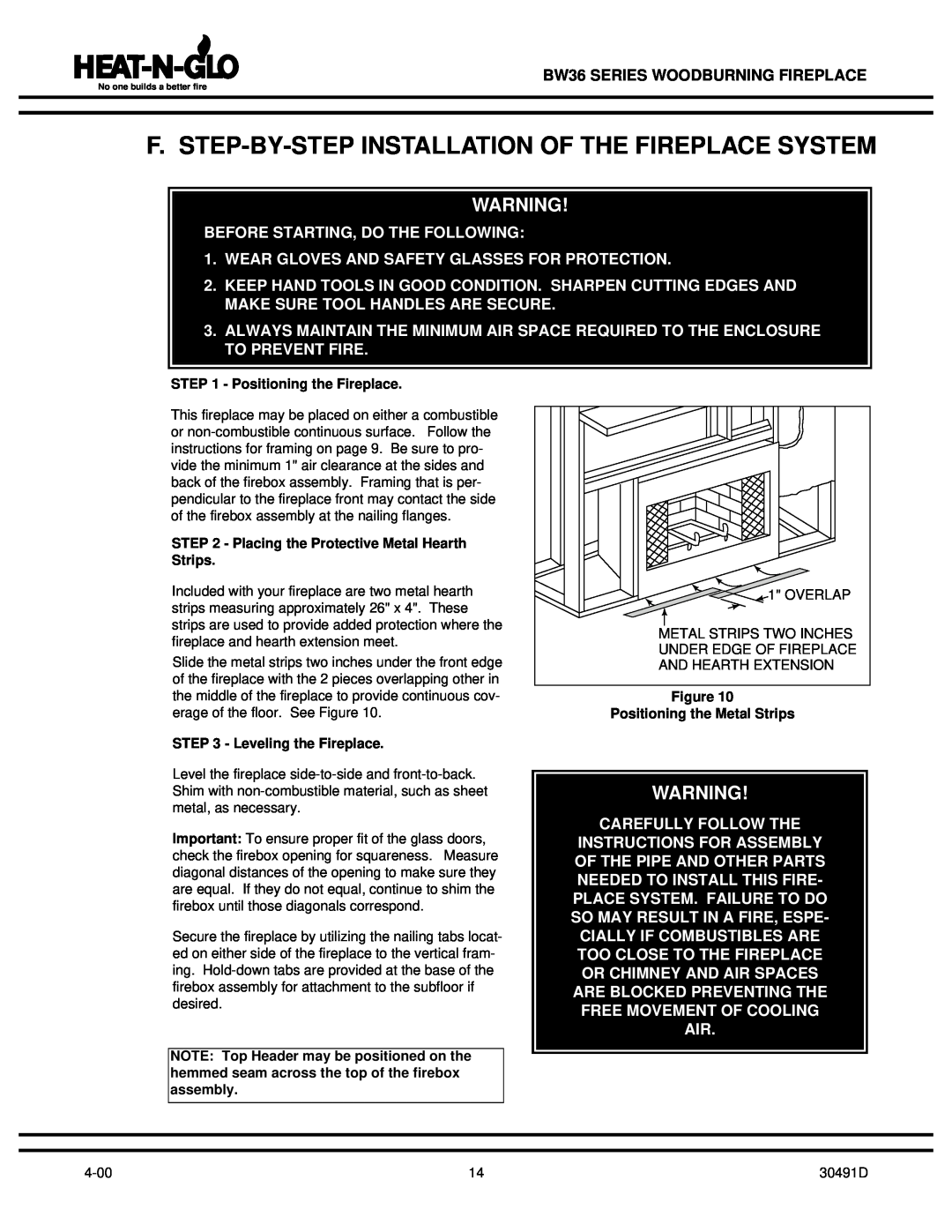 Heat & Glo LifeStyle operating instructions BW36 SERIES WOODBURNING FIREPLACE, Before Starting, Do The Following 