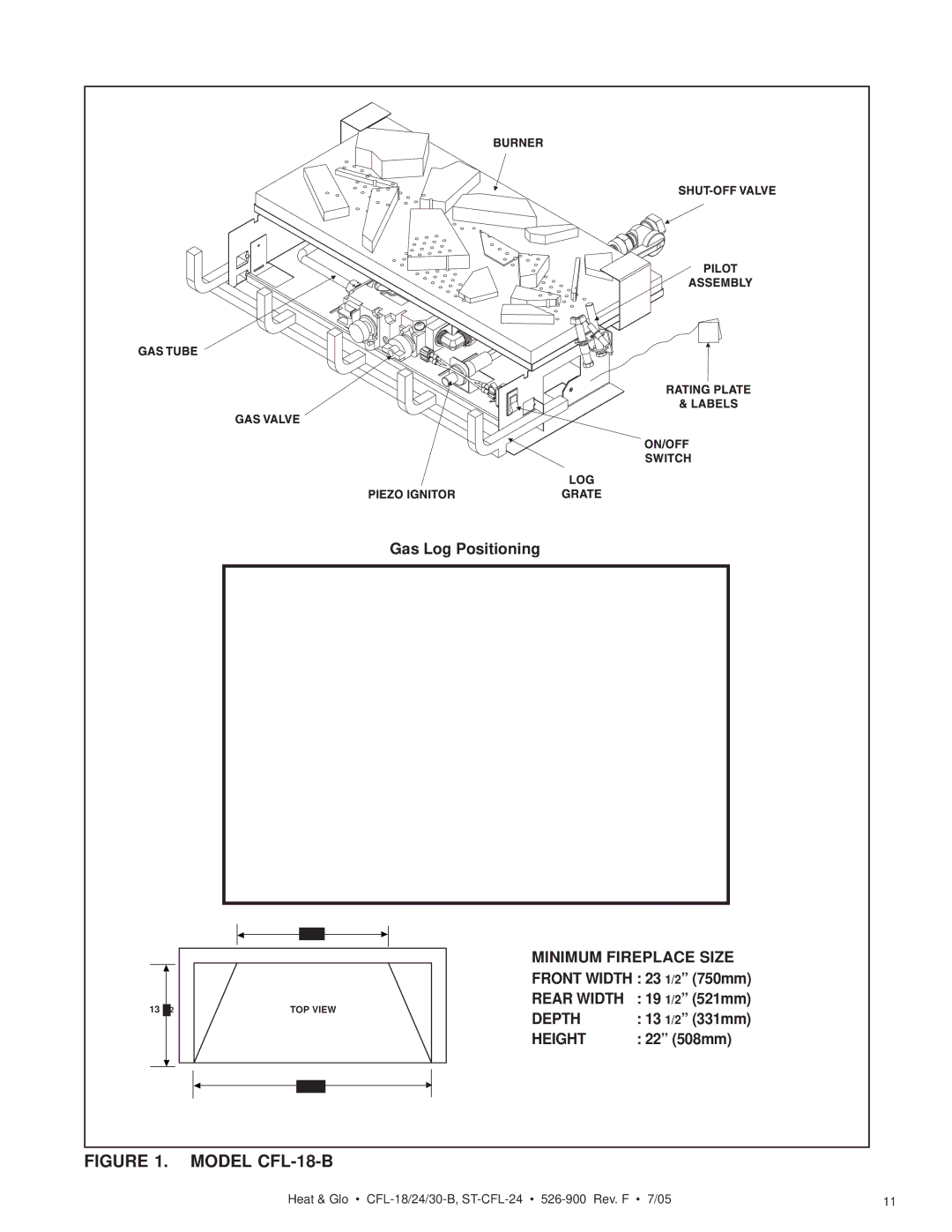 Heat & Glo LifeStyle ST-CFL-24LP, CFL-30LP-B, CFL-24LP-B, CFL-18LP-B manual Model CFL-18-B 