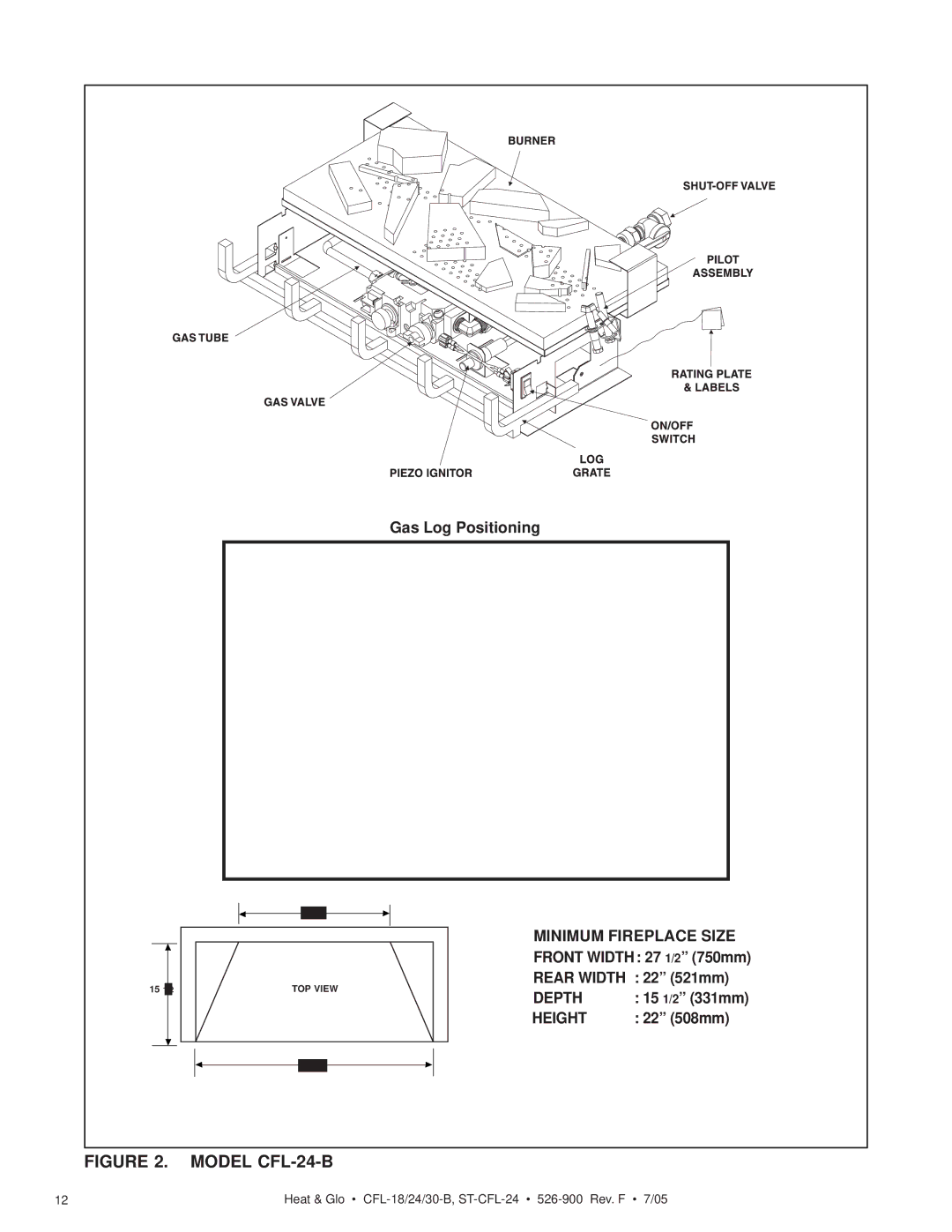 Heat & Glo LifeStyle CFL-30LP-B, CFL-24LP-B, CFL-18LP-B, ST-CFL-24LP manual Model CFL-24-B 